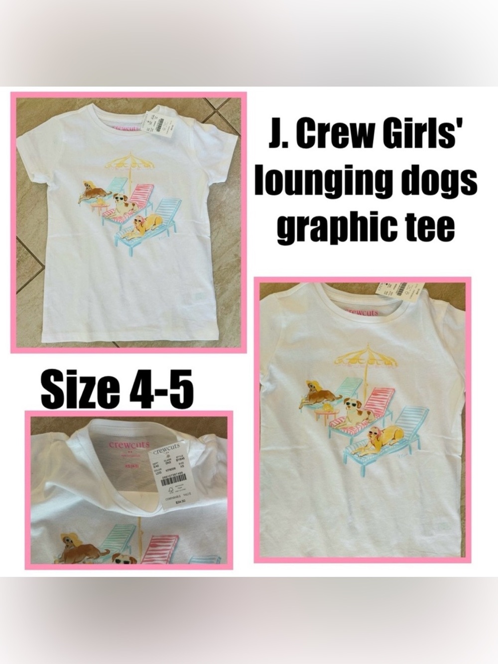 J. Crew Girls' lounging dogs graphic tee - Picture 2 of 7